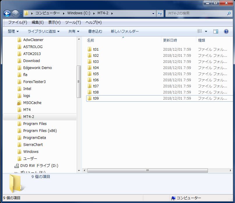 各フォルダの名前を変更する