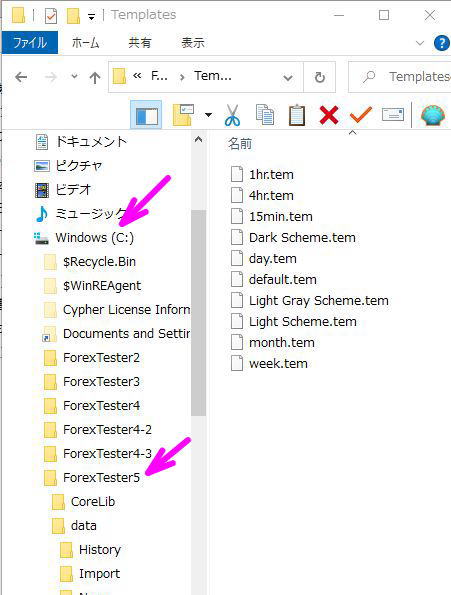 Forex Testerのフォルダを開く