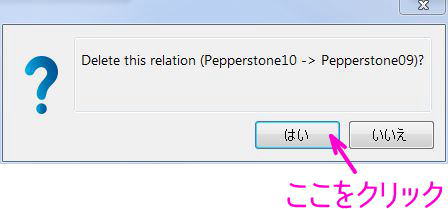コピー関係を消すなら「はい」をクリック